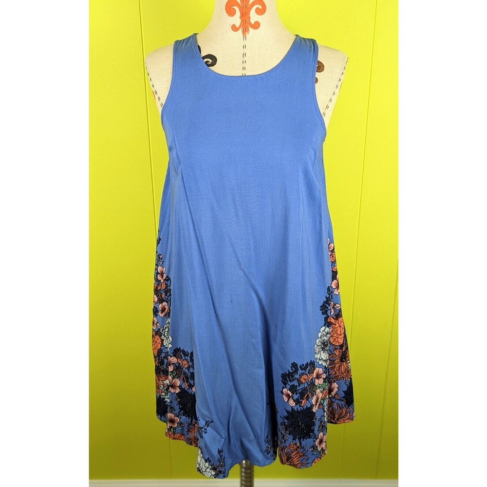 Taylor & Sage Womens XS Beach Dress A-line Sundress Floral Blue 100% Rayon
